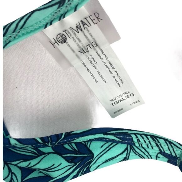 Hot Water Blue Palm Leaf Push-Up Bikini Top‎ - Picture 6 of 7